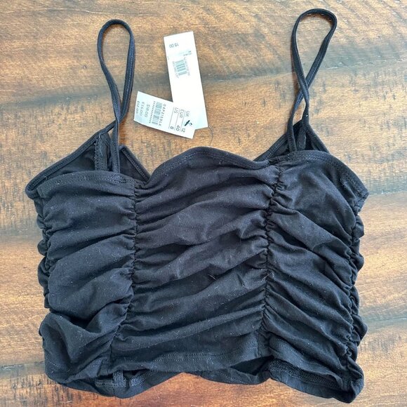 Topshop Mesh Lined Cropped Black Tank Top in Size US8/EUR40/UK12 - Picture 2 of 3